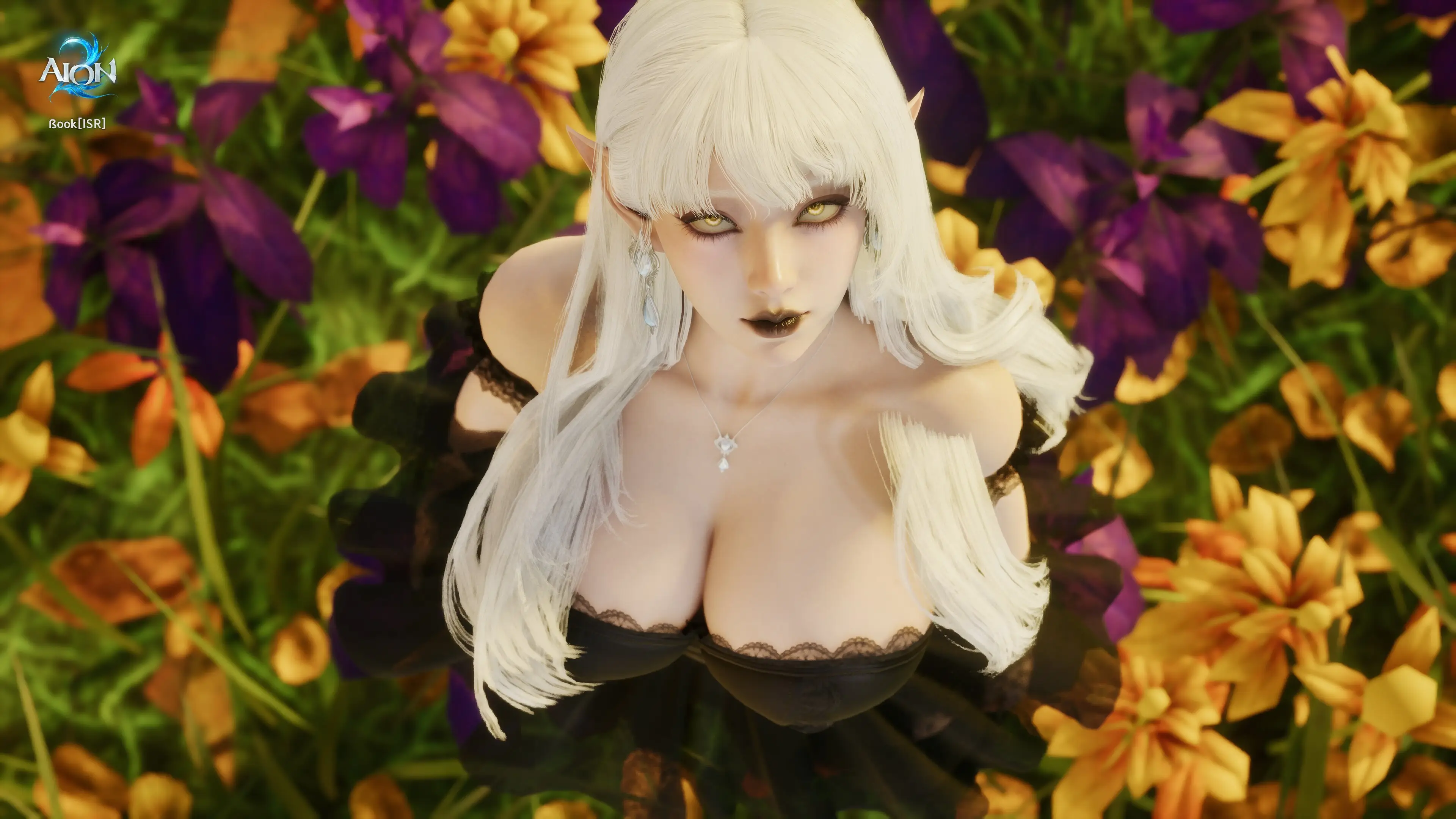 Goth abg elf sorceress white haired